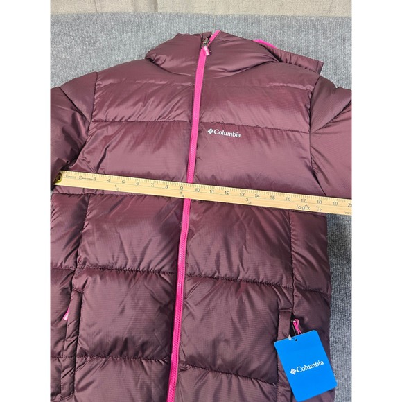 Columbia Puffer Hooded Jacket Kids Youth Size L (14-16) Burgundy Pink Zip Puffer - Picture 3 of 8
